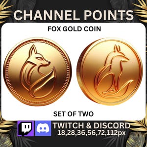 Fox Gold Coin Canale Punti Twitch Discord Kick Sub Bit Badge Emote Streamer VTubers PNG trasparente Clipart AI-Art