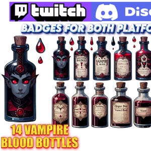 Vampire Blood Badges Twitch Discord Kick Sub Bit Badges Gothic Emotes Streamers VTubers Transparent PNG Clipart Halloween