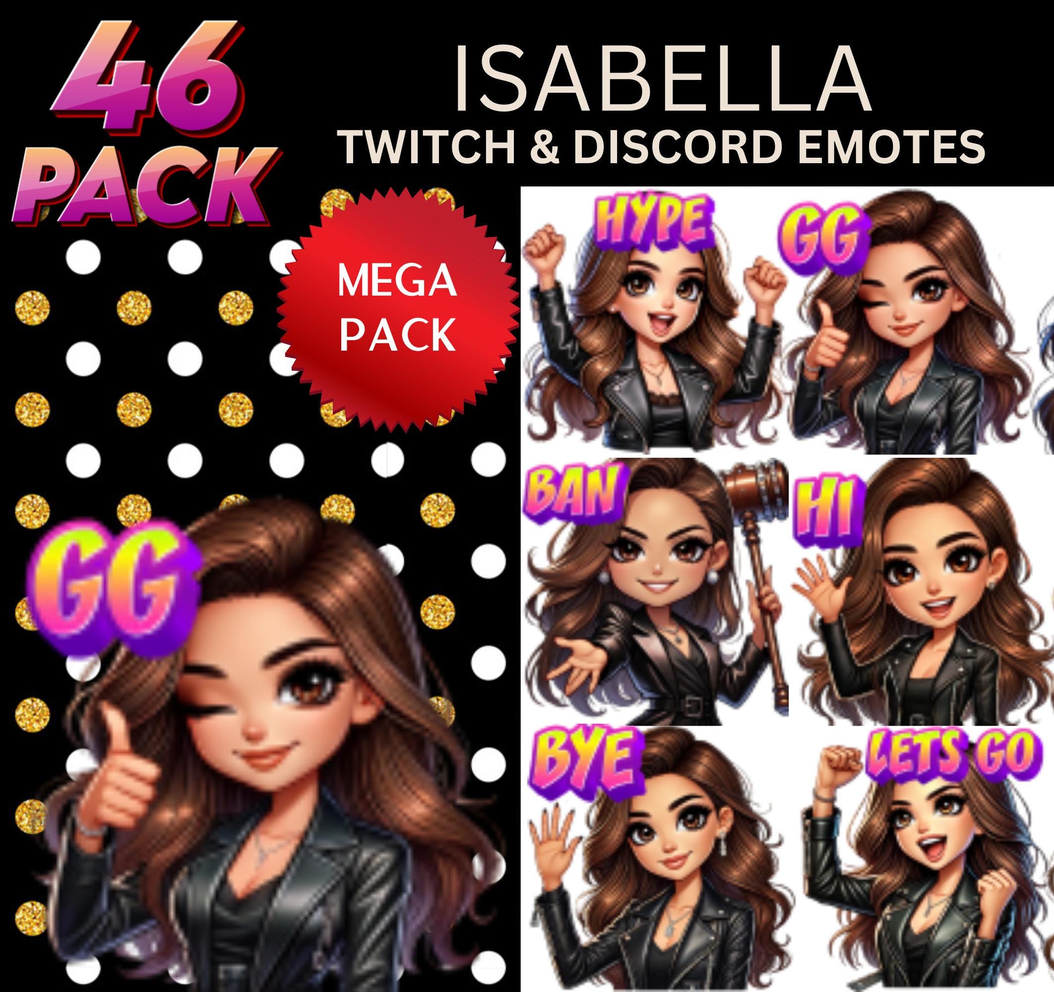 46 Twitch Female Emotes, Mega Pack, Isabella, Twitch Girl Emote, Sub ...