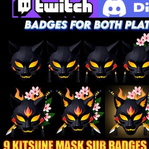 Kitsune Mask Badges Twitch Discord Kick Sub Bit Badges Japanese Emotes Streamers VTubers Transparent PNG Clipart