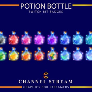Potion Bottle Bit Badges, Liquid Potion Bit Badges, Cheer Badges, Twitch Potion Badges, Twitch Bit Badges, Twitch Graphics, Alchemy