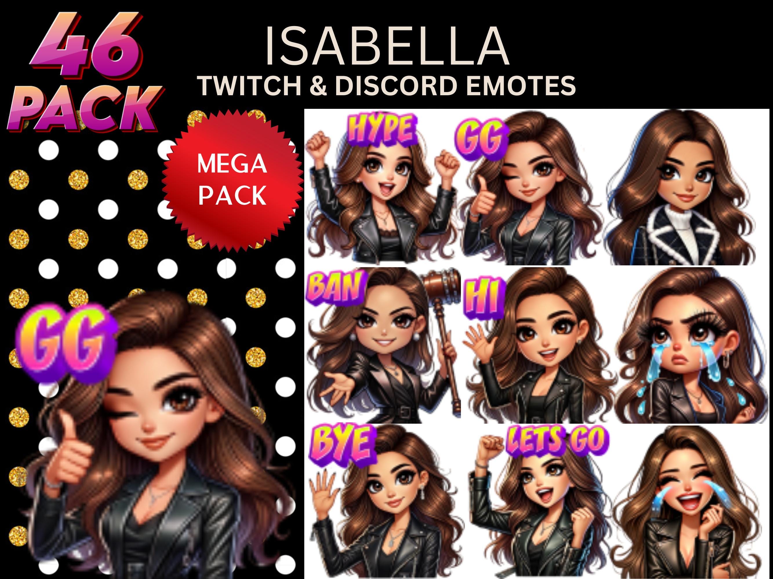 46 Twitch Female Emotes, Mega Pack, Isabella, Twitch Girl Emote, Sub ...