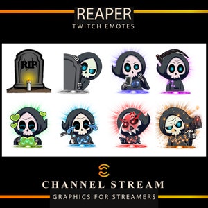 Twitch Grim Reaper Emotes, Sub Emotes, Discord Emotes, Twitch Emotes, Twitch Horror Emote, Twitch Graphics