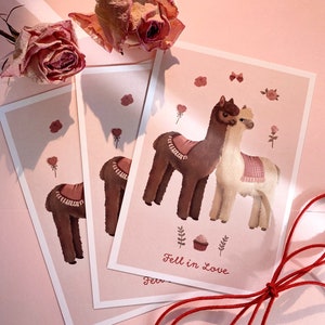 Alpaka-Liebe: Flauschige Valentinskarte für Paare – Fell in Love Edition