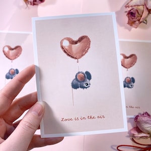Mäuse Karte -  Love is in the air - Perfekt für Valentinstag