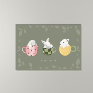 Hasen Karte - Frohe Ostern! Faltkarte mit süßen Hasen und leeren Innenraum für eigene Botschaften - Perfekt als Ostergeschenk oder Grußkarte