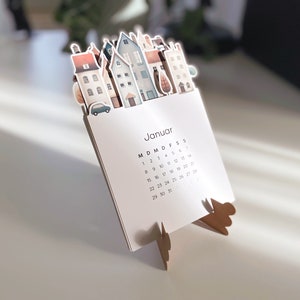 3D city desk calendar 2024, handmade, decorative and practical, each month unique