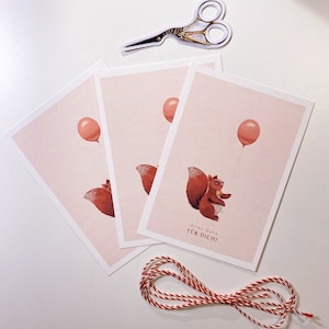 Eichhörnchen Geburtstagskarte – mit Ballon, Perfekt für Glückwünsche und als Geschenkidee geeignet!