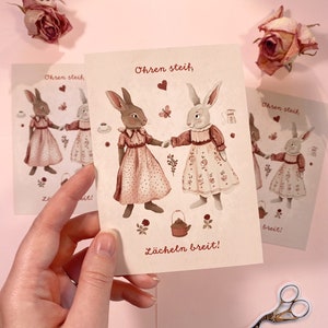 Vintage Karte - Queeres Hasenmotiv, Liebe & Freundschaft zum Valentinstag oder Galentine's Day