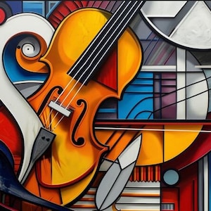 Abstract Violin Art Print: Modern Music Wall Decor (Digital Download)