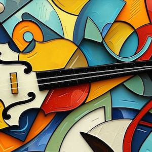Abstract Violin Art Print: Colorful Music Wall Decor (Digital Download)