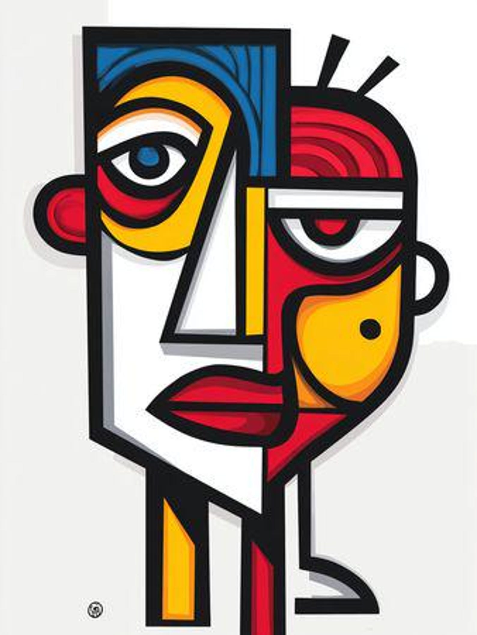 Abstract Cubism Face Art Print – Modern Geometric Wall Decor ...