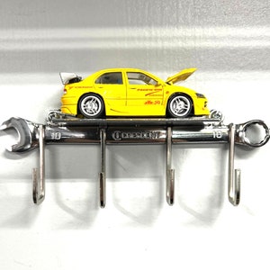 Garage key holder, Unique rare garage Allen hex key holder with chrome wrench and shelf