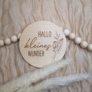 Meilensteinkarte Holz Hallo kleines Wunder Baby Shooting