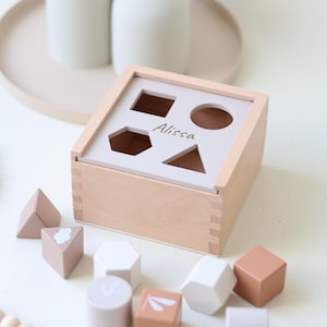 Steckspiel Holz personalisiert mit Namen | Montessori Spielzeug Baby | Motorikspielzeug ab 1 Jahr | Geschenk zur Taufe, Geburt, Geburtstag