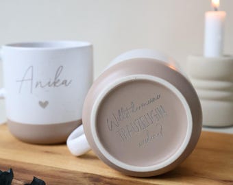 Personalisierte Steintasse mit Namen & Herz – Schwarze oder Weiße Keramiktasse – Geschenk für Trauzeugin Frage Willst du meine Trauzeugin