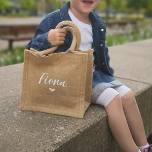 Personalisierte Jute Tasche Kinder Shopper Geschenk Name Mädchen