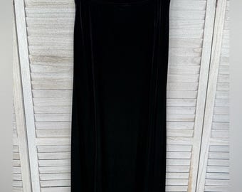 Falda larga de terciopelo negro elástico estilo vintage años 80/90 de VINTAGE STUDIO para mujer - Talla 16