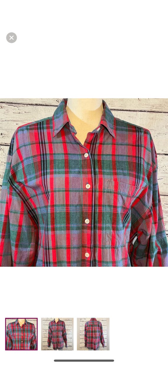 1980s Bright Plaid Button Down, 1990s Colorful Checke… - Gem