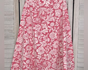 ¡AH! AUSTIN HILL Falda vintage hasta la rodilla con corte en A y estampado floral en rosa y blanco, 6 unidades