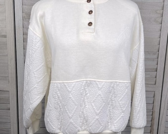 Sudadera Henley GITANO Vintage 80's Marfil-Medio