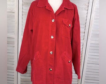 Chaqueta de pana DRESS BARN de gran tamaño, años 90/año 2000, roja, talla grande