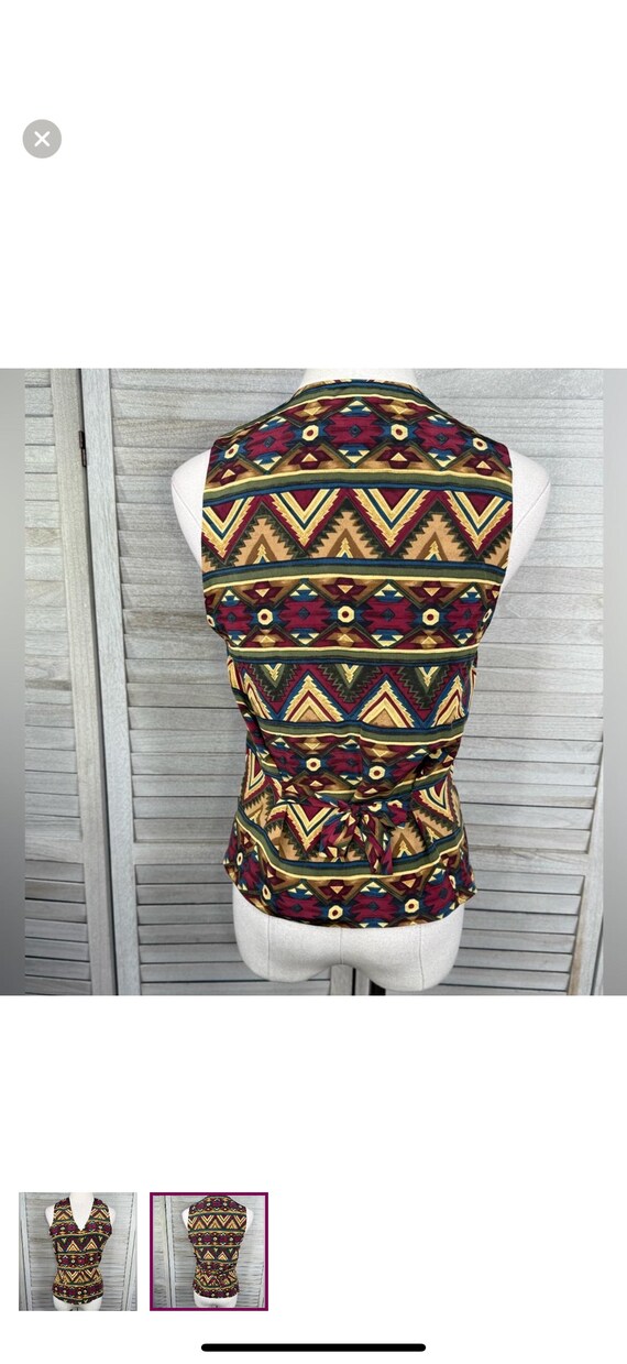 NEIMAN MARCUS Women's Vintage 80's Southwestern Pattern Silk Vest-Small View 2