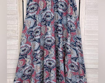 Falda sin cierres vintage de los años 70 de JANE COLBY con estampado multicolor y cachemir - 15/16