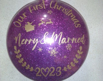 Our First Christmas Merry and Married 2023 Keepsake Ornament