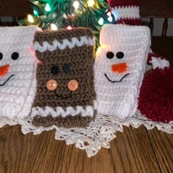 Snowman Gingerbread Man Fingerless Gloves