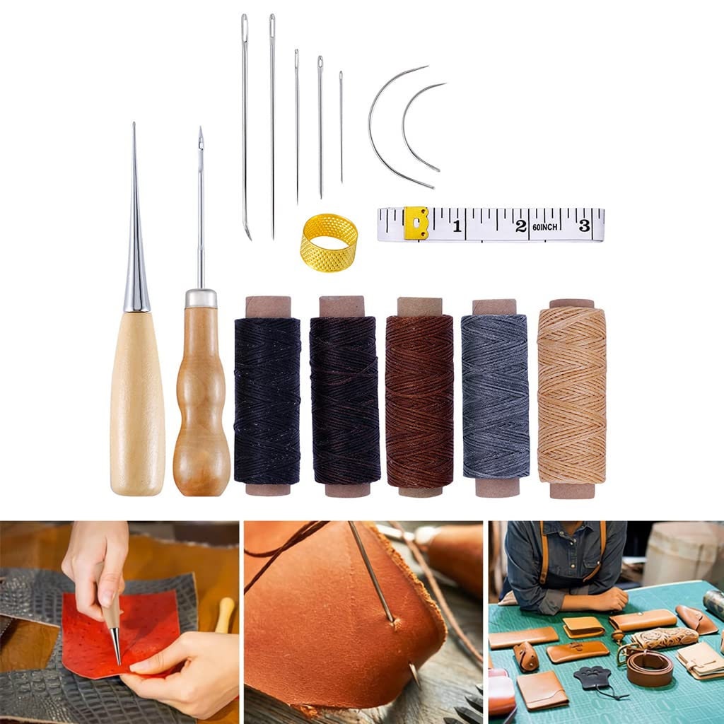 HASTHIP 16pcs Leather Sewing Tools, Upholstery Repair Kit with