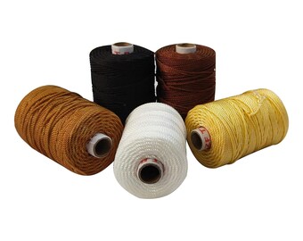 Set of 5 Pcs Silk Nylon Leather Leatherware Upholstery 3 Ply Twisted Tailoring Craft Sewing Thread Spool 50 Mtr each