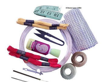 Crafts Embroidery Kit for Beginners Embroidery Frame, Thread, Floss, Cutter, Glue & Measurement Tape