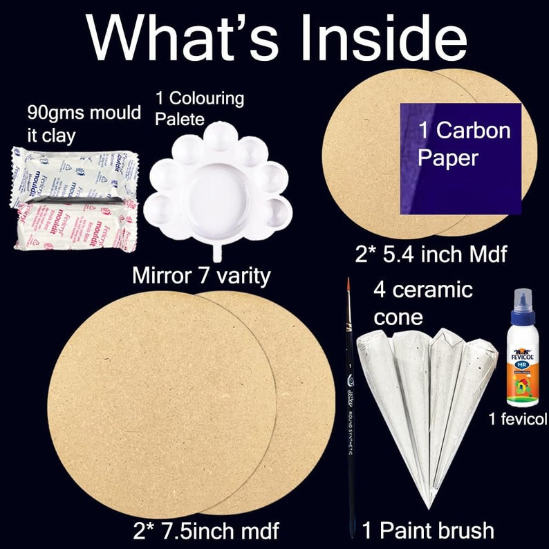 Lippan Art Material DIY Kit, A Kit With Lippan Mirror MDF Coasters
