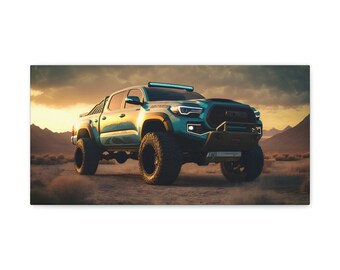 Lifted Off-Road Toyota Tacoma Canvas Print: Desert Valley Car Photography