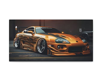 Orange & Black Toyota Supra Mk4 Racing Car Canvas Print