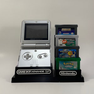 Nintendo Game Boy Advance SP (For Protective Case) and 9 game cartridge Display/Stand/Holder - DISPLAY ONLY (Customize Colors for Free)