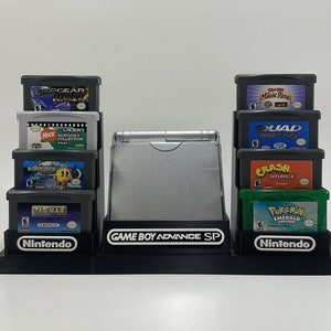 Nintendo Game Boy Advance SP (in Protective Case) & 18 Game Cartridges Stand/Display/Holder - DISPLAY ONLY (Customize Colors For Free)