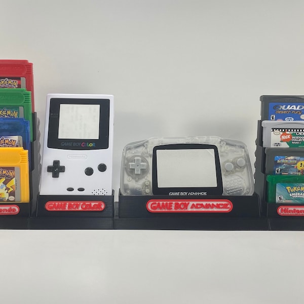 Multiple Game Boy Consoles and 18 Game display/stand Only (Black, White, Grey or Red)