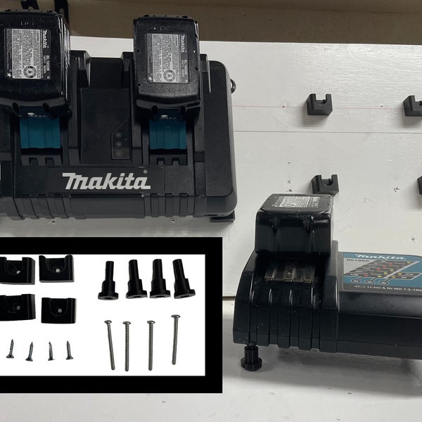 Makita Batterieladegerät (Abnehmbar) Wandhalterung Set für 18v Single & Double Modelle