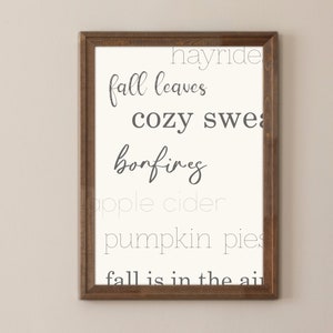 Arte de pared de otoño, cita de fuente de guión, impresión minimalista, póster de otoño - El otoño está en el aire - Póster de papel mate