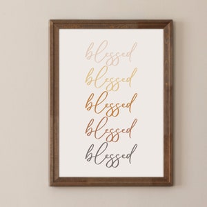 Herbst Wandkunst, Script Font Zitat, minimalistischer digitaler Download, Herbst Poster - Blessed