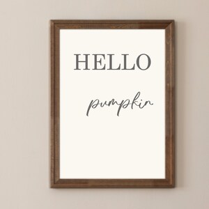 Arte de pared de otoño, cita de fuente de guión Hola calabaza, impresión minimalista, póster de otoño - El otoño está en el aire - Póster de papel mate