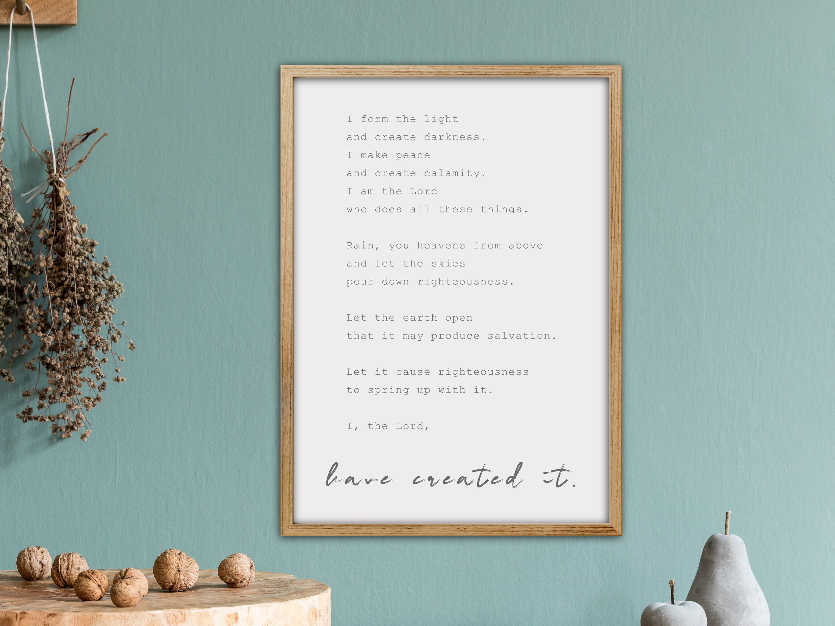 Minimalist Wall Art, Script Font Quote Digital Download Isaiah 45 the