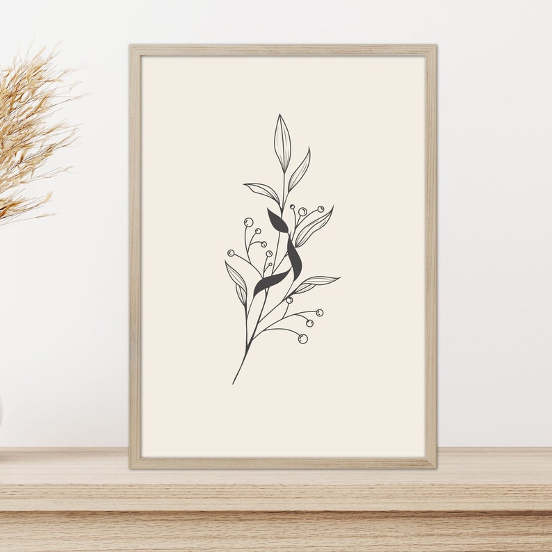 Minimalist Floral Line Wall Art Aesthetic Botanical Digital - Etsy