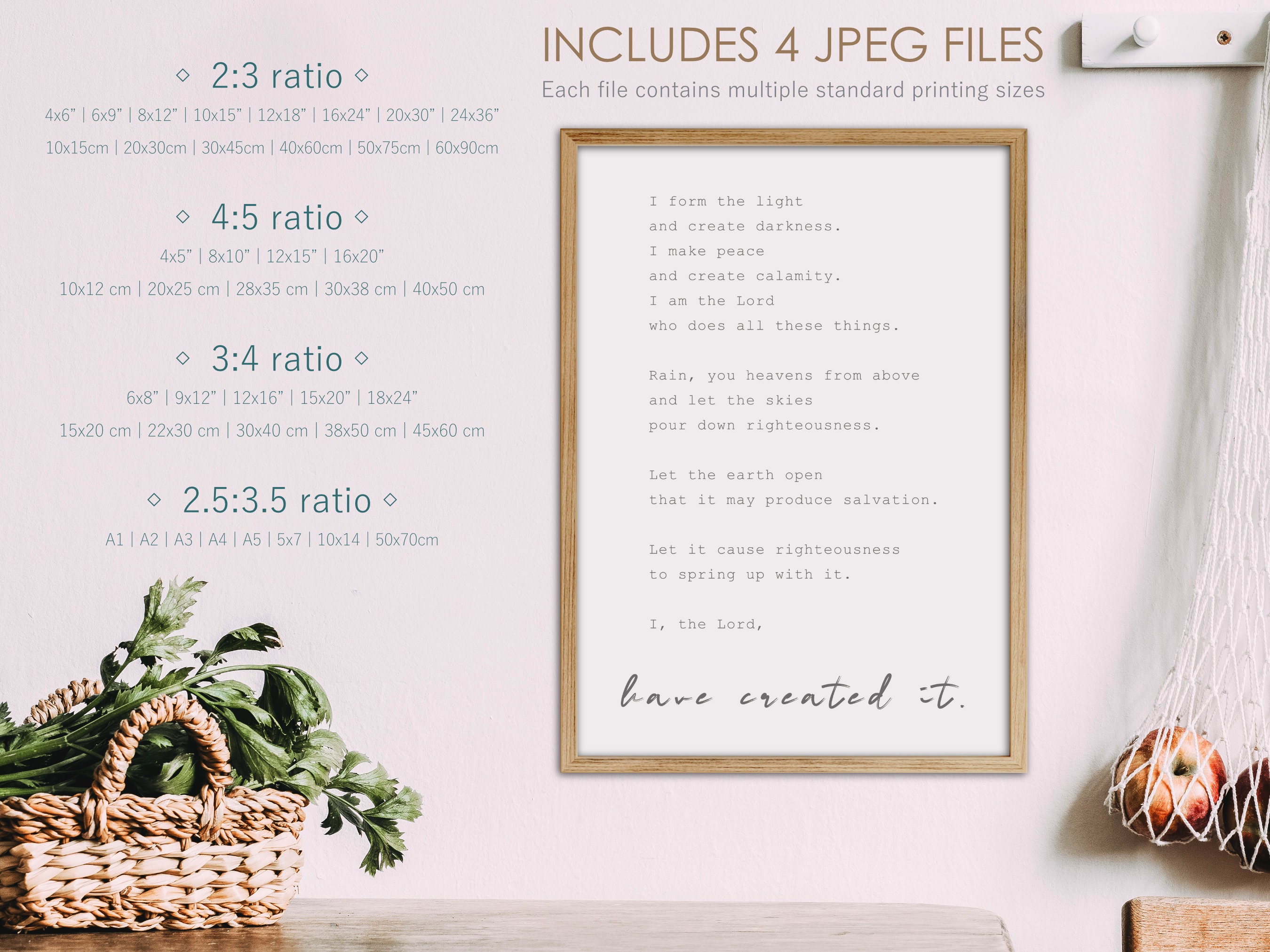 Minimalist Wall Art, Script Font Quote Digital Download Isaiah 45 the