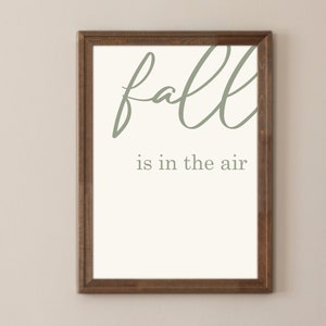 Arte de pared de otoño, cita de fuente de guión, descarga digital minimalista, póster de otoño - El otoño está en el aire
