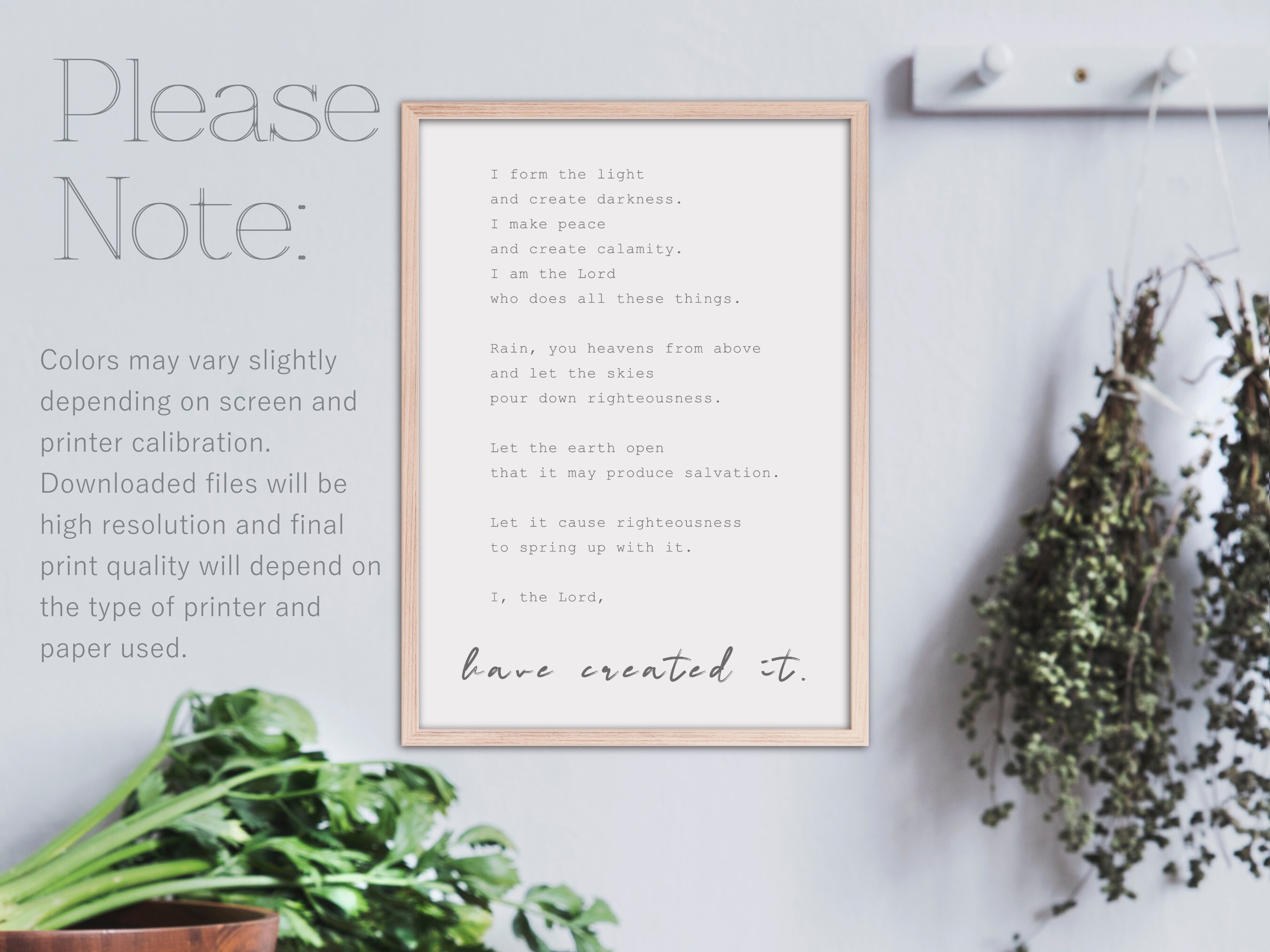 Minimalist Wall Art, Script Font Quote Digital Download Isaiah 45 the