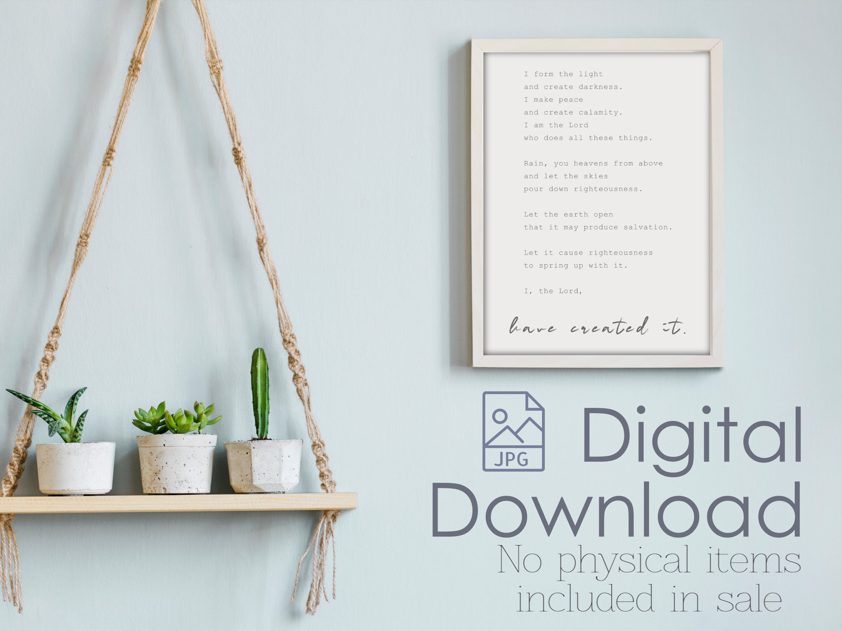 Minimalist Wall Art, Script Font Quote Digital Download Isaiah 45 the