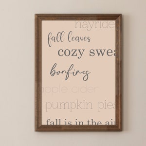 Arte de pared de otoño, cita de fuente de guión, impresión minimalista, póster de otoño - El otoño está en el aire - Póster de papel mate